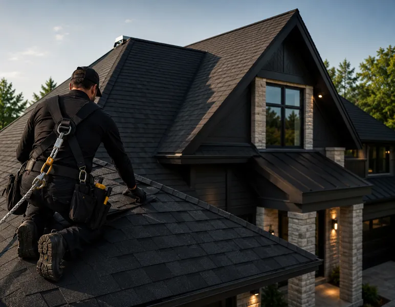 Contractor reviewing an exterior project with a homeowner